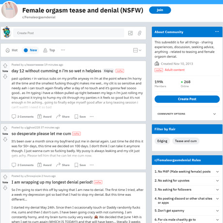 Female Orgasm Denial – A Unique NSFW Subreddit for Denial Enthusiasts Female Orgasm Denial – A Unique NSFW Subreddit for Denial Enthusiasts