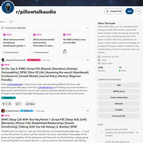 PillowTalkAudio – Reddit's Hub for Intimate Audio Content PillowTalkAudio – Reddit's Hub for Intimate Audio Content