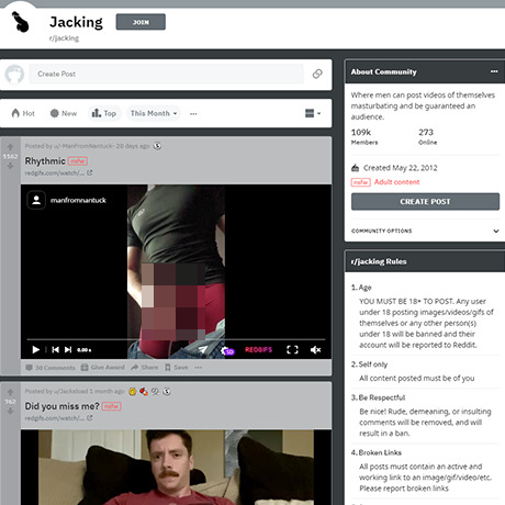 Jacking β Watch Men Masturbate in This Popular Reddit Community Jacking β Watch Men Masturbate in This Popular Reddit Community