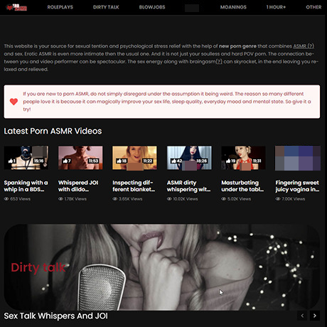 EroASMR β Free ASMR Porn Tube with Whispered Dirty Talk and JOI EroASMR β Free ASMR Porn Tube with Whispered Dirty Talk and JOI